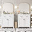Ensemble de meuble-lavabo moderne 60 po blanc avec lavabos doubles (séparés), lavabos doubles en céramique, tablette réglable, portes à fermeture en douceur et tiroir rabattable-1471855694-1471855697