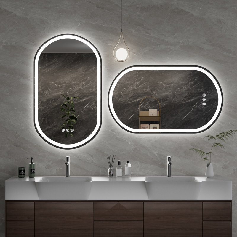 Oval LED Mirror For Bathroom, 36" x 24"