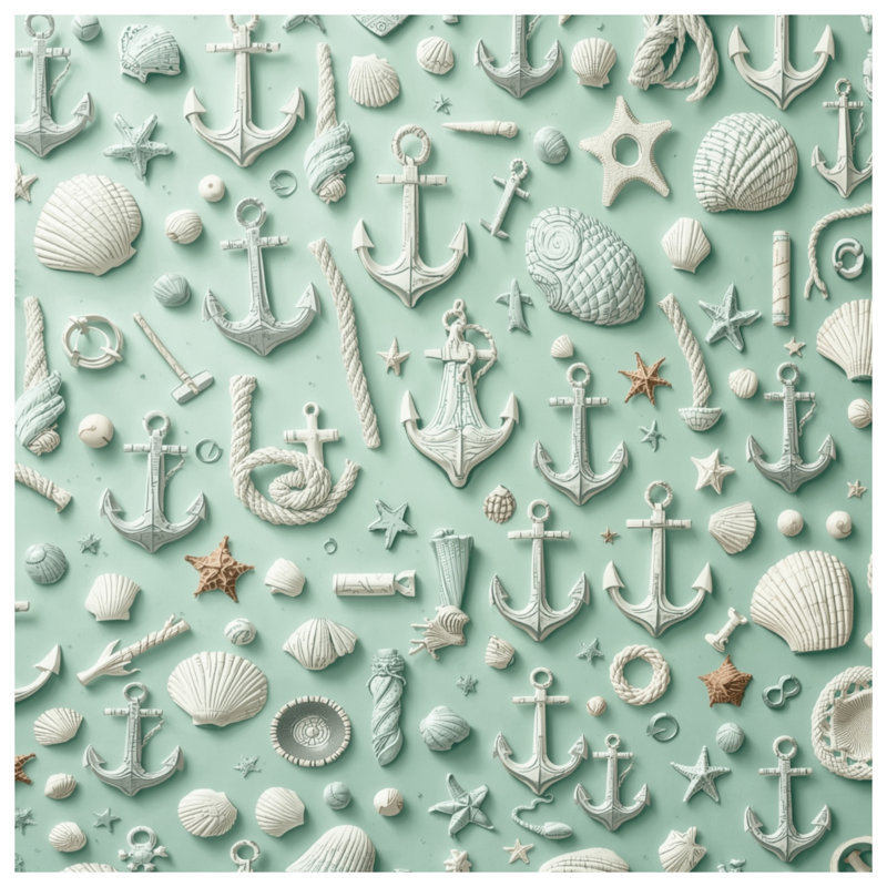 Shells Anchors Rope Seashells Blankets, 50in W x 60in H
