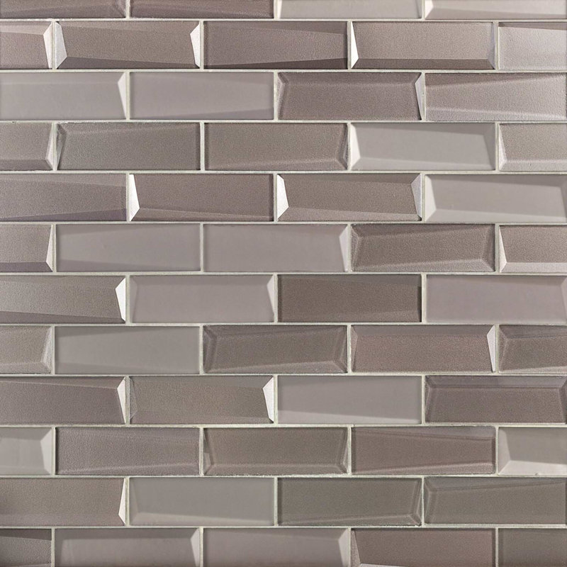 Remington 2x6 Polished Glass Subway Mosaic Tile, Sepia Gray