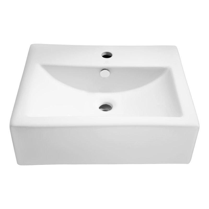 Vitruvius White Ceramic Rectangular Bathroom Sink with Overflow
