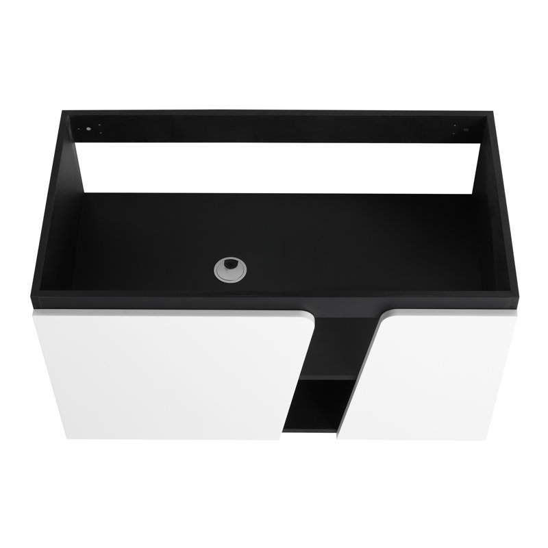 Armoire de salle de bain flottante murale avec tablette et porte à fermeture en douceur