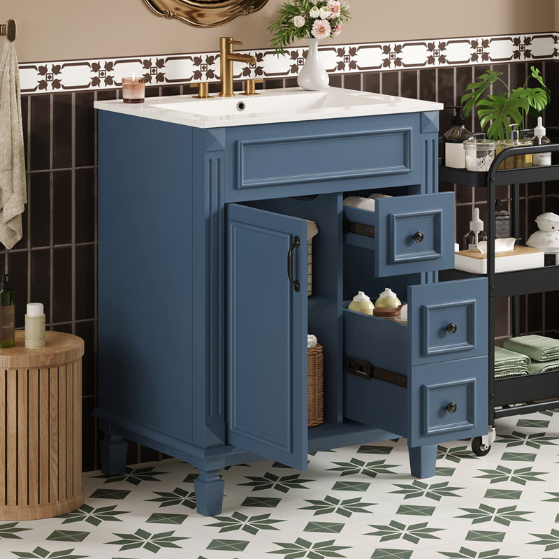 24" Bathroom Vanity with Ceramic Sink
