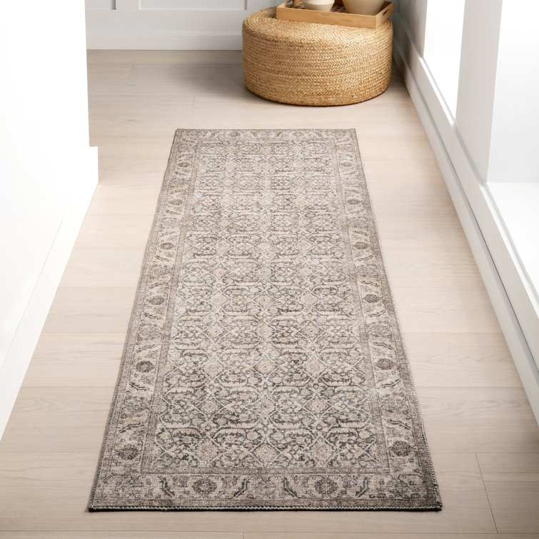 Jeccica Distressed Vintage Medallion Jute Blend Polyester Area Rug