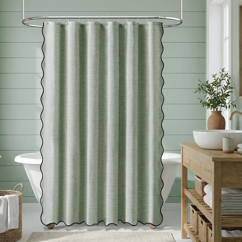 Rideaux de douche Boho Linen, H 72 po x l 72 po, Vert sauge