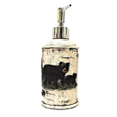 Resin Rustic Black Bear Lotion and Soap Pump Dispenser Cabin Lodge Bathroom Accessory