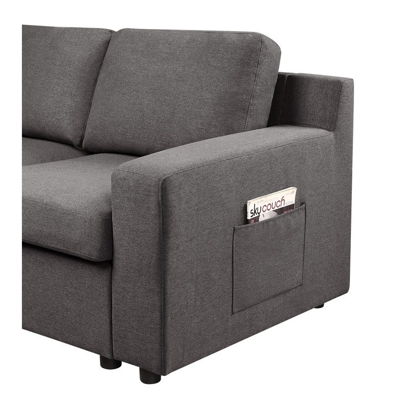 Aviyana Waylon Gray Linen 4-Seater Sofa with Pockets