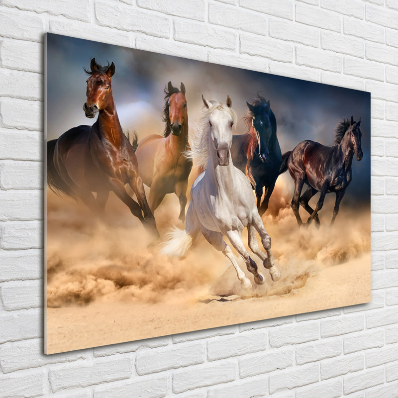 Horses Galloping - Wrapped Canvas Print, 70cm H x 100cm W x 4cm D