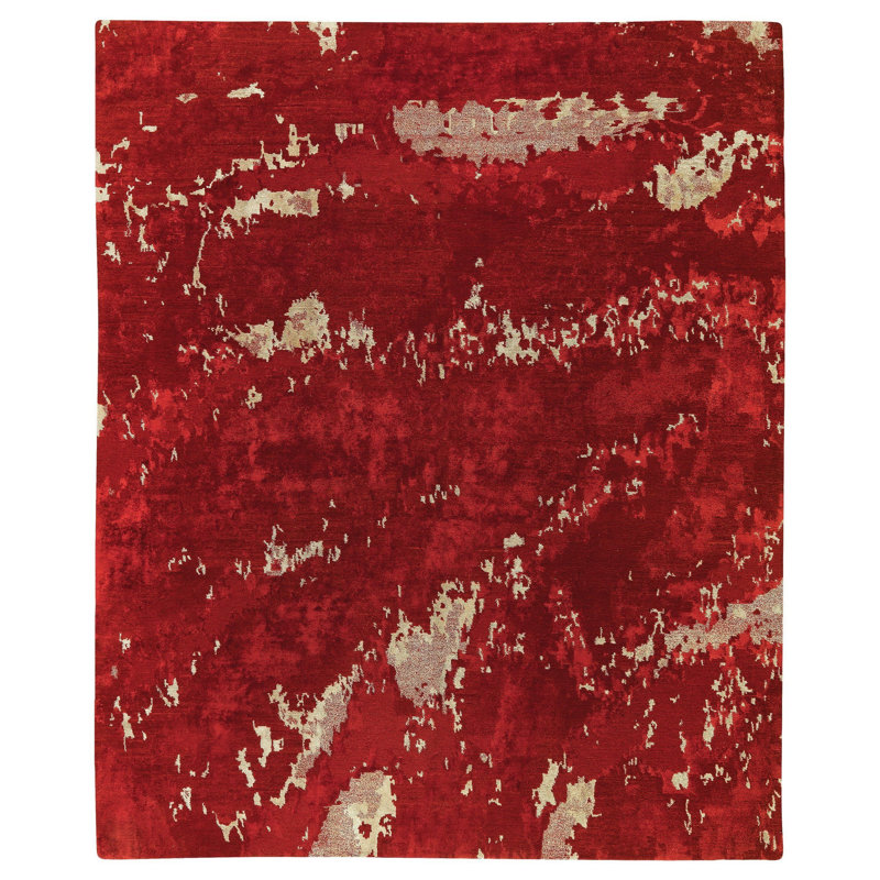 Butterfly Abstract Area Rug in Red/White, Rectangle 2' x 3'