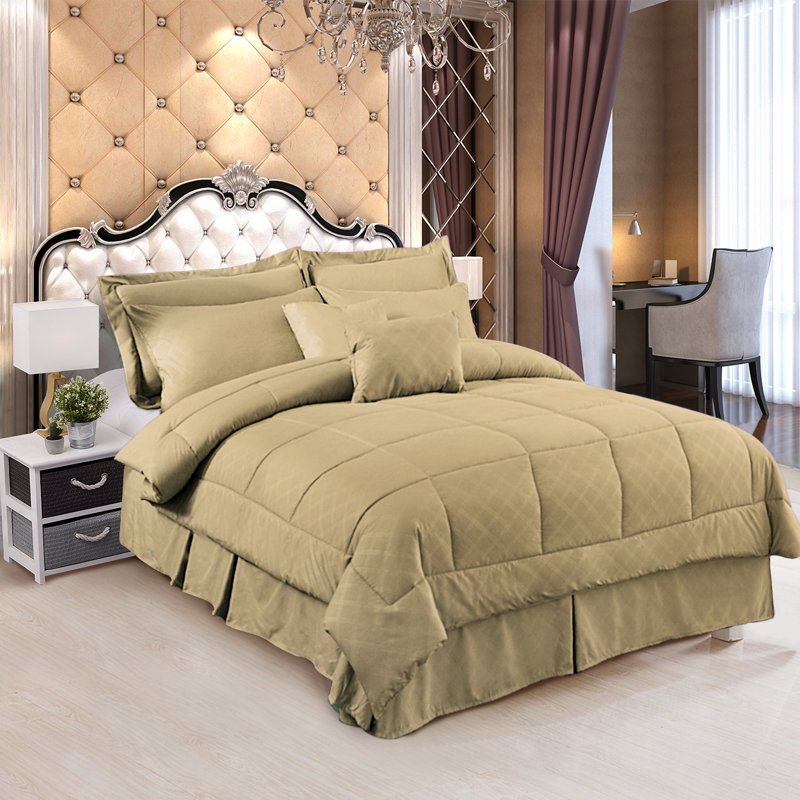 COMFORTER-SET20210310 Geometric Shapes Comforter, Twin Comforter + 7 Additional Pieces, Taupe