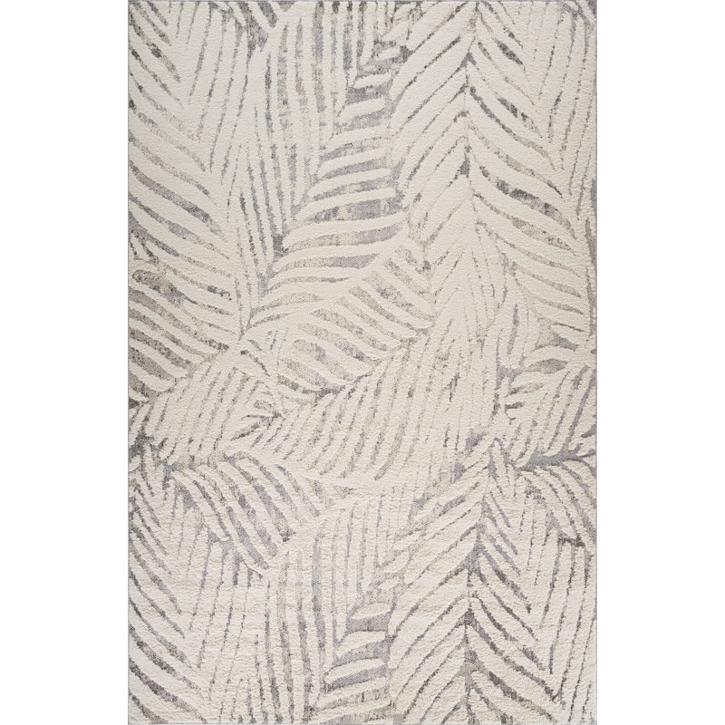Tapis d'intérieur à motif floral gris crème., Rectangle 3 pi 11 po x 5 pi 7 po