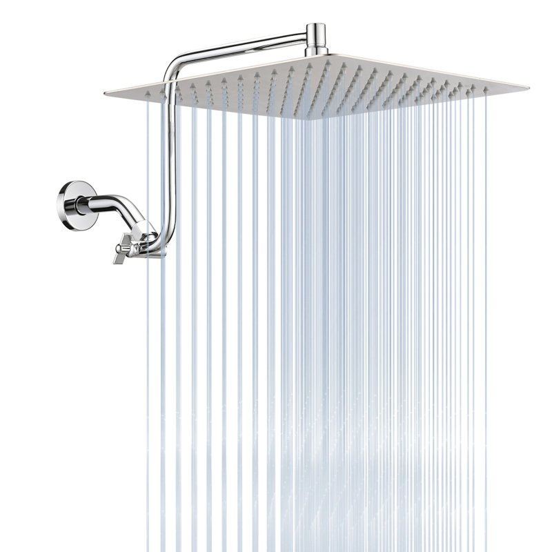 Pomme de douche 12 po avec bras réglable - construction, buses de détartrage, salle de bain luxueuse en acier inoxydable robuste de 12 po, jet complet pour le corps, s'adapte à la norme