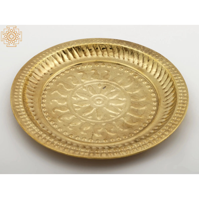 Petite assiette à motif floral en laiton 6 po