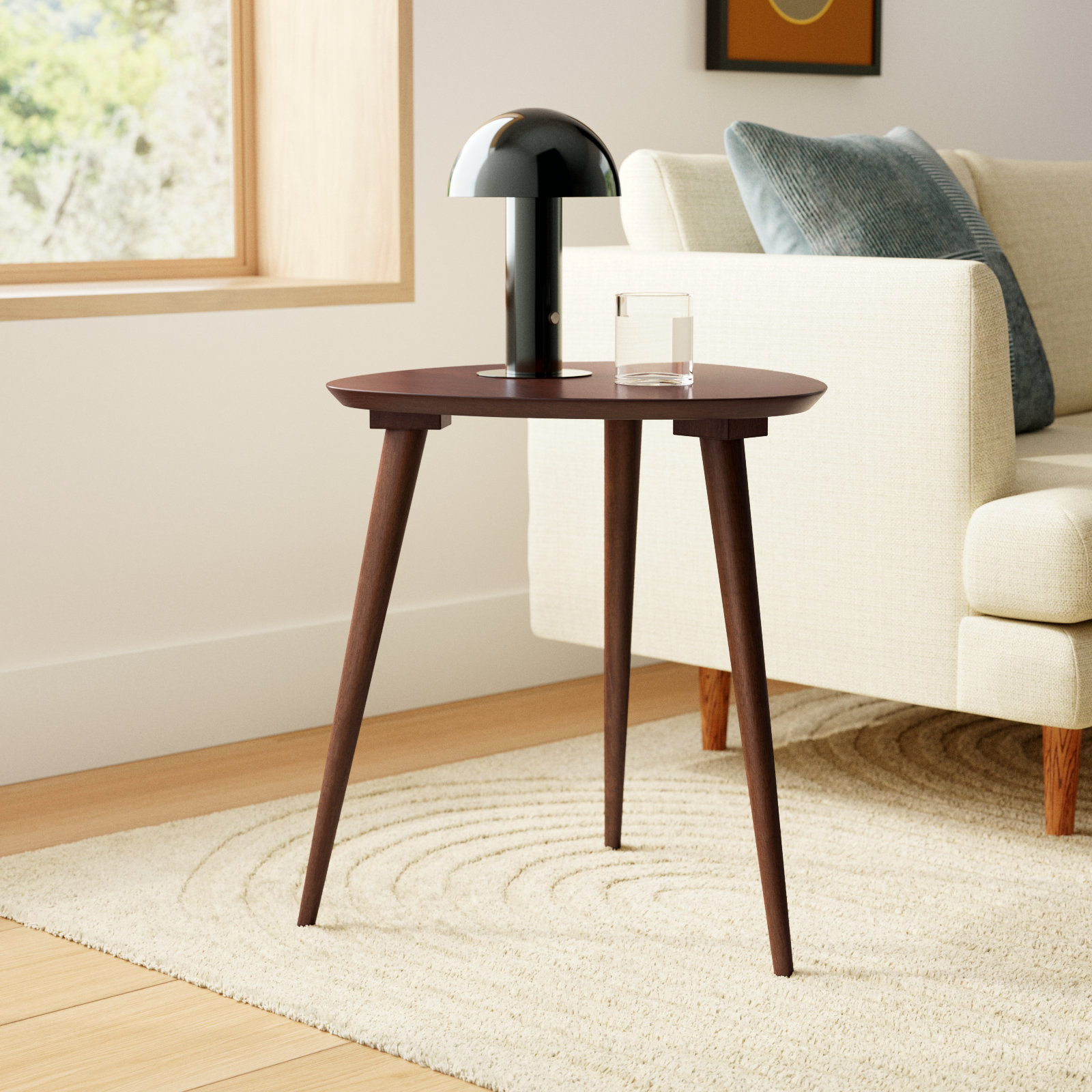 Kamile Solid Wood End Table, Walnut