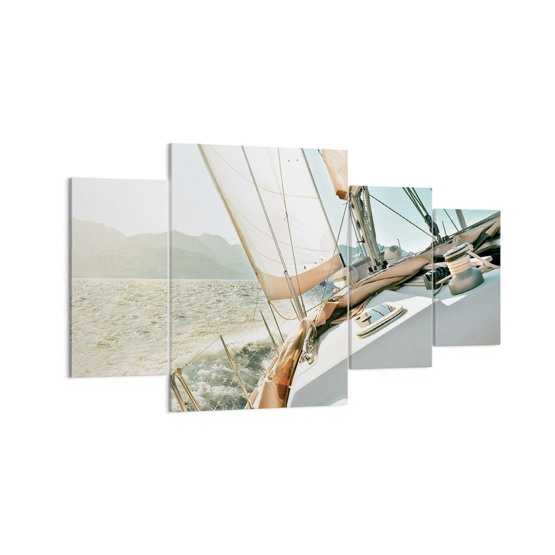 4-tlg. Leinwandbilder-Set Yacht Sailing Sun