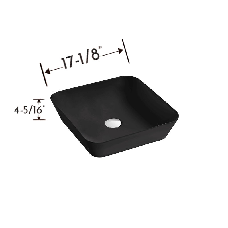 Lavabo vasque carré en céramique Dax - (17 po x 17 po), Noir