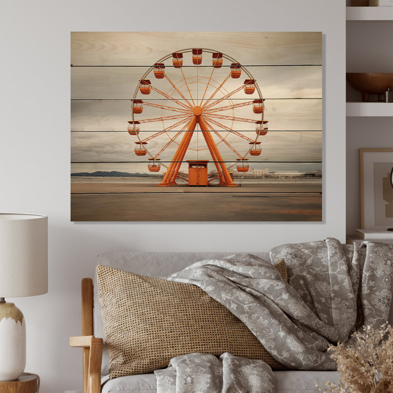 «Orange Ferris Wheel Spinning Stories» sur impression sur bois, H 30 po x l 40 po x P 0,78 po
