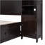 Lit double en bois avec armoire et tablette tout-en-un, espresso