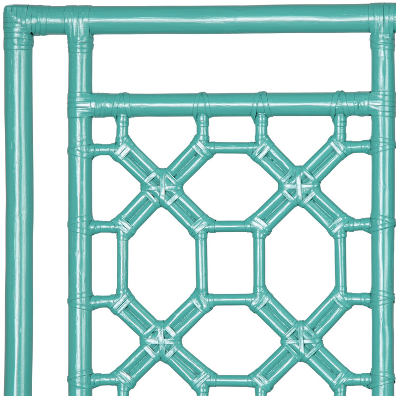Lattice Back Open-Frame Rattan Headboard, Turquoise, Full