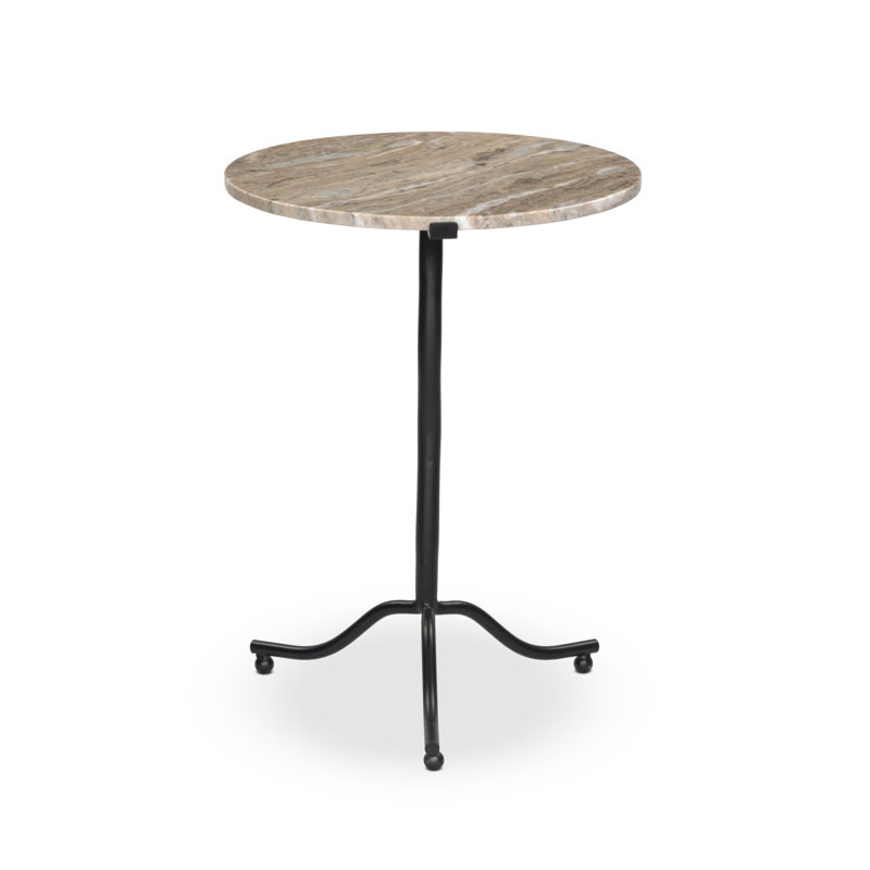SOPHIE Marble End Table, Beige Top/Black Base