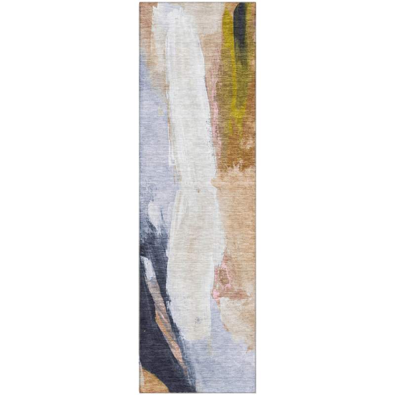 Premium Machine Washable Mouton AMF1987 Abstract Rug, Runner 2'3" x 7'6"