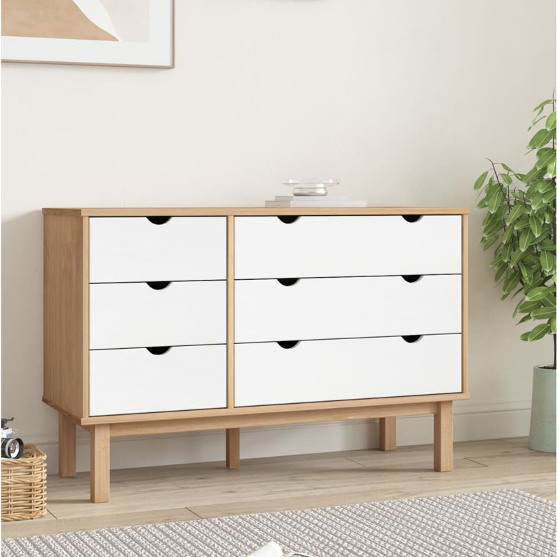 Commode avec tiroirs VidaXL, Brun / blanc