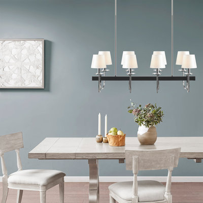 Lustre traditionnel 8 lumières avec abat-jour tambour