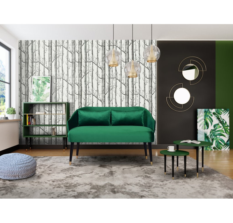 Emi 2 Seater Loveseat, Dark Green