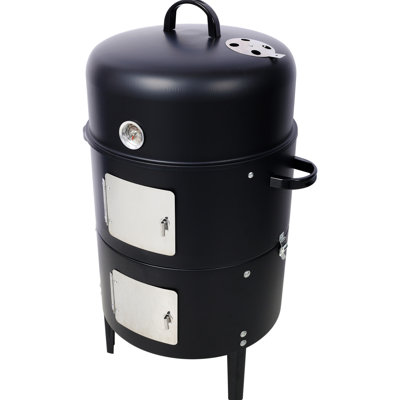Steel Charcoal Cooking Appliance With Built-In Thermometer And Versatile Functions For Outdoor Meals 17 Inch Bbq Convenient Dual Access Doors Spacious Surface