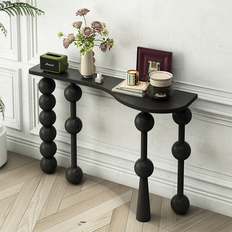 Black Solid Wood Rectangular Shape Console Table, 33.46” H x 55.12” W x 13.78” D