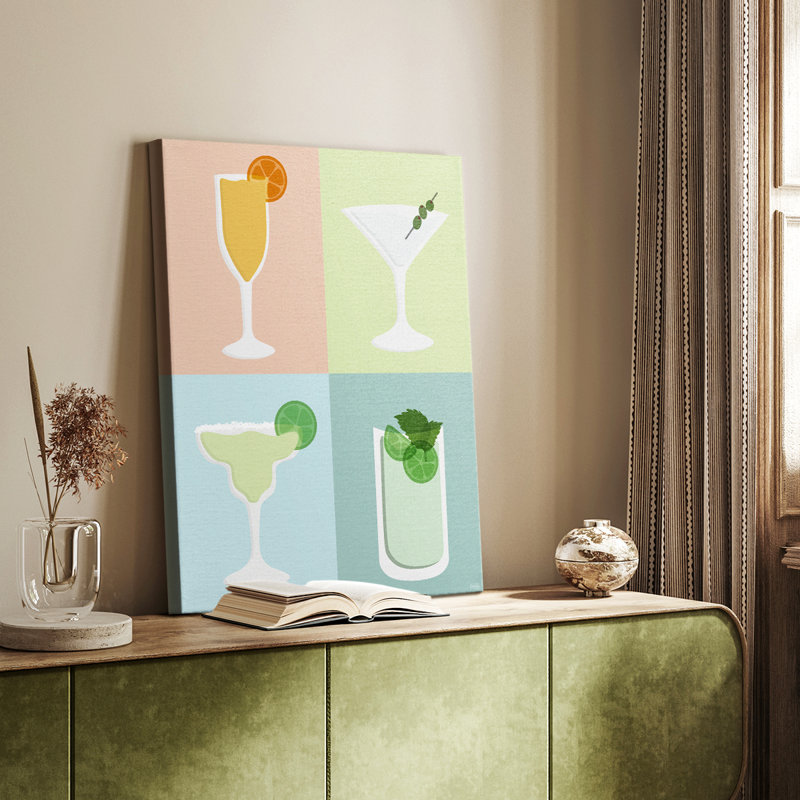 Colorblock Cocktail I -Galerie enveloppée Cavas, H 12 po x l 8 po