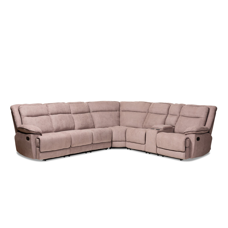 Canapé modulaire de coin symétrique inclinable de 110,24 po de largeur Brevard, Gris foncé / gris pâle