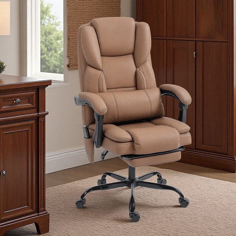 Fauteuil de massage, fauteuil de bureau, fauteuil de bureau en similicuir, Brun