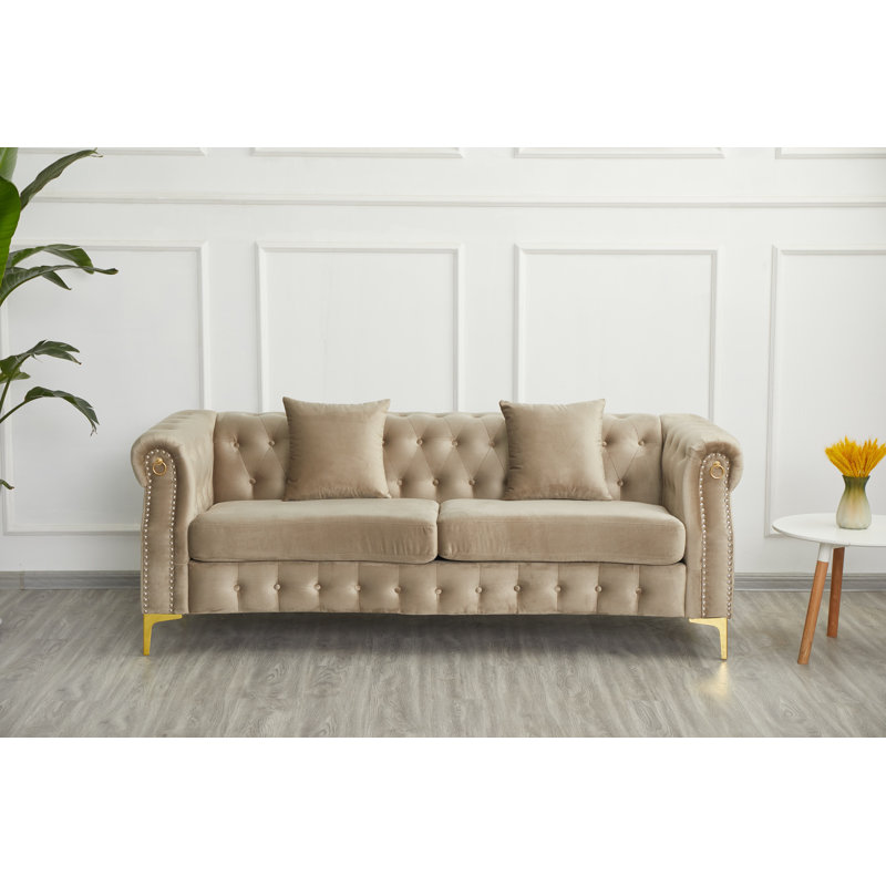 Canapé rembourré avec pieds en métal, Beige