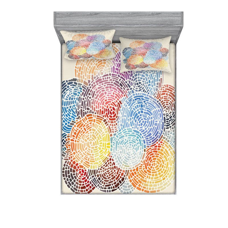 Microfiber Geometric Sheet Set, Queen Sheet Set with Fitted Sheet