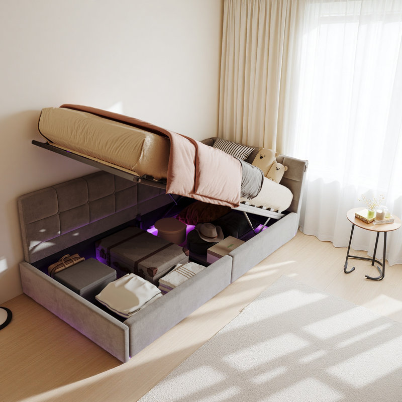 Upholstered Storage Daybed, grey