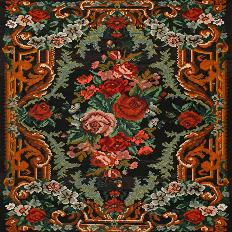 Vax Floral Indoor Rug, Square 7'