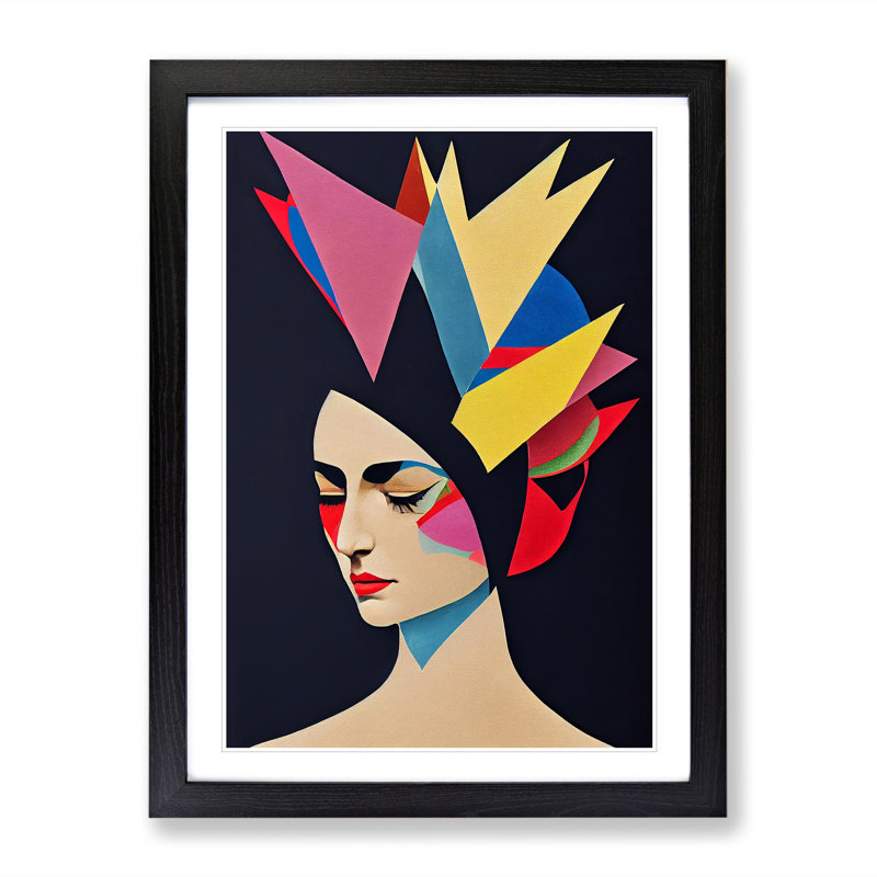 Face of a Woman - Framed Print, Black, 64cm H x 46cm W x 2cm D