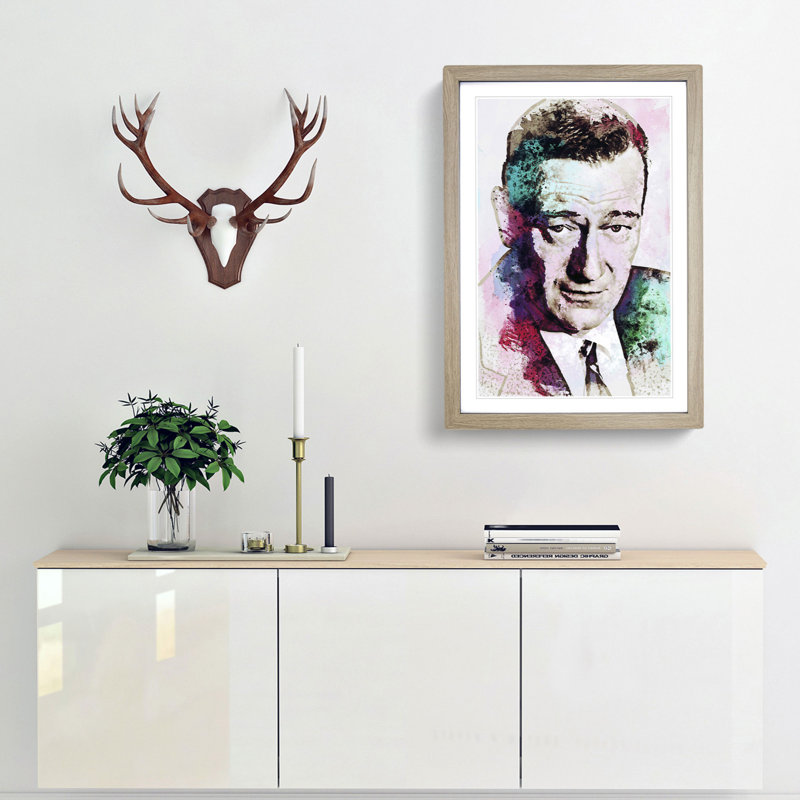 John Wayne in Abstract - Framed Print, Oak, 76cm H x 50cm W x 2cm D