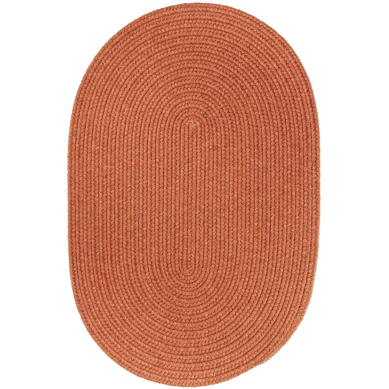 Tapis orange en laine tressé à la main Smyth, Ovale 3 pi x 5 pi