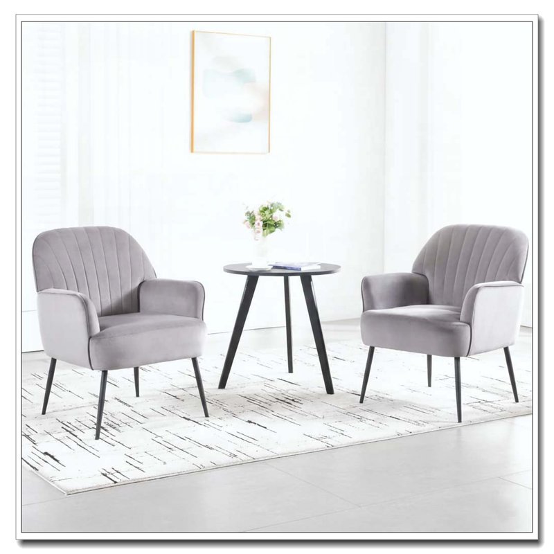 Fauteuil d'appoint en velours, chaises de salon rembourrées modernes, Gris