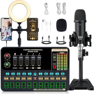 Ensemble de matériel de balado, ensemble de studio d'enregistrement parfait pour enregistrer, diffuser, diffuser en direct, changeur de voix V10XPRO avec microphone Pro BM-800