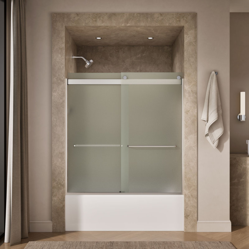 Porte de salle de bain 59,63 "x 62" avec technologie CleanCoat® Levity, Argent brillant, Givré