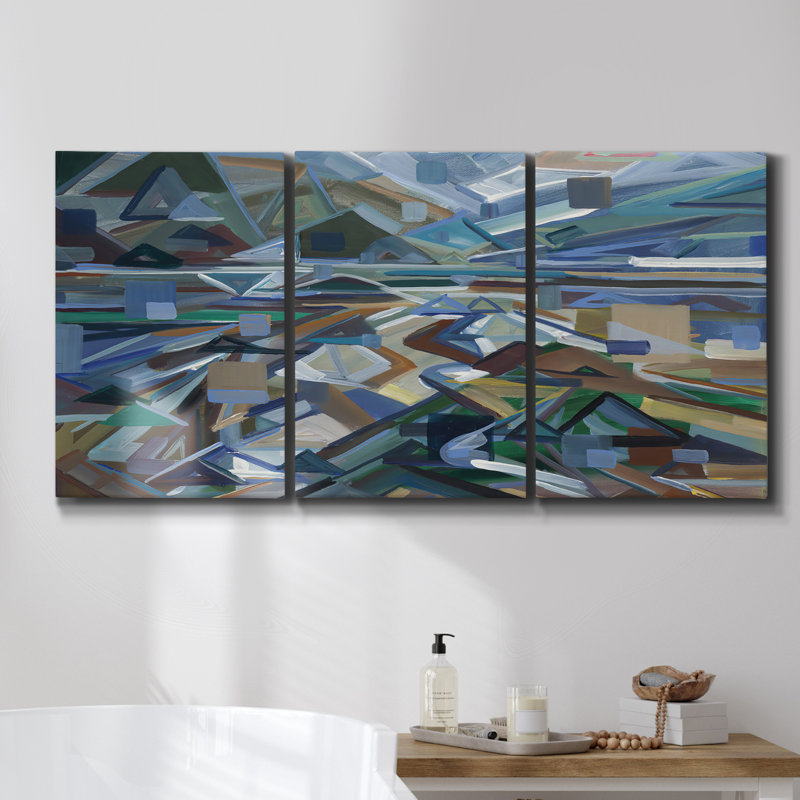 Marche sur les falaises par Monet - Toile encadrée multi-pièces, H 27 po x l 54 po x P 2 po
