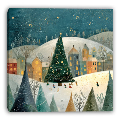 Town Green Carol Sing Wrapped Canvas Wall Art