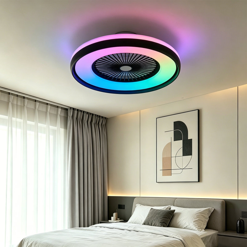 Ventilateur de plafond intérieur à DEL à intensité variable 24 po Makaiyla avec télécommande / commande APP, 6 vitesses, minuterie, moteur à courant continu silencieux
