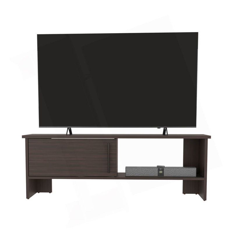 Meuble télé, 1 porte, 1 tablette, Chêne foncé