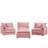 3-Seater Modular L-Shaped Chenille Sectional Sofa with Removable Ottoman - Pink-1203852882