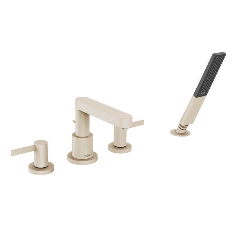 Garniture de baignoire romaine à 4 trous avec douche à main 1,75 GPM hansgrohe Finoris, Nickel brossé