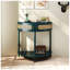 Console demi-lune antique avec porte coulissante en rotin vert, American Design